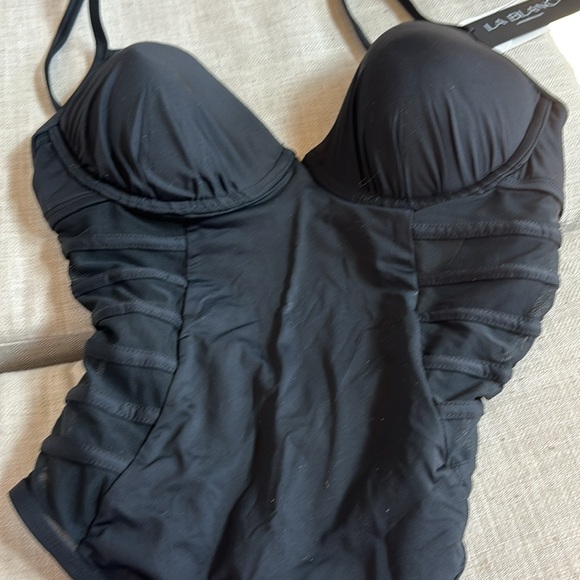 La Blanca Women's One Piece Swimsuit Underwire Mesh Tummy Control Island Goddess - Picture 5 of 9